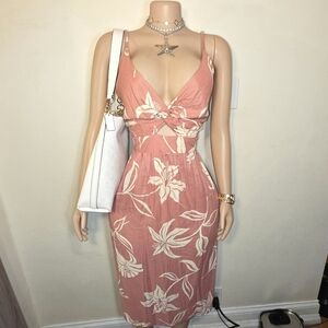 ☆Angie Coral Pink Floral Tie-Front Sundress☆